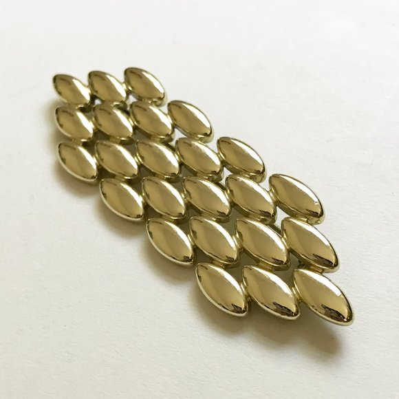 Givenchy Gold Tone Hexagonal Oval Pattern Brooch - Picture 2 of 7